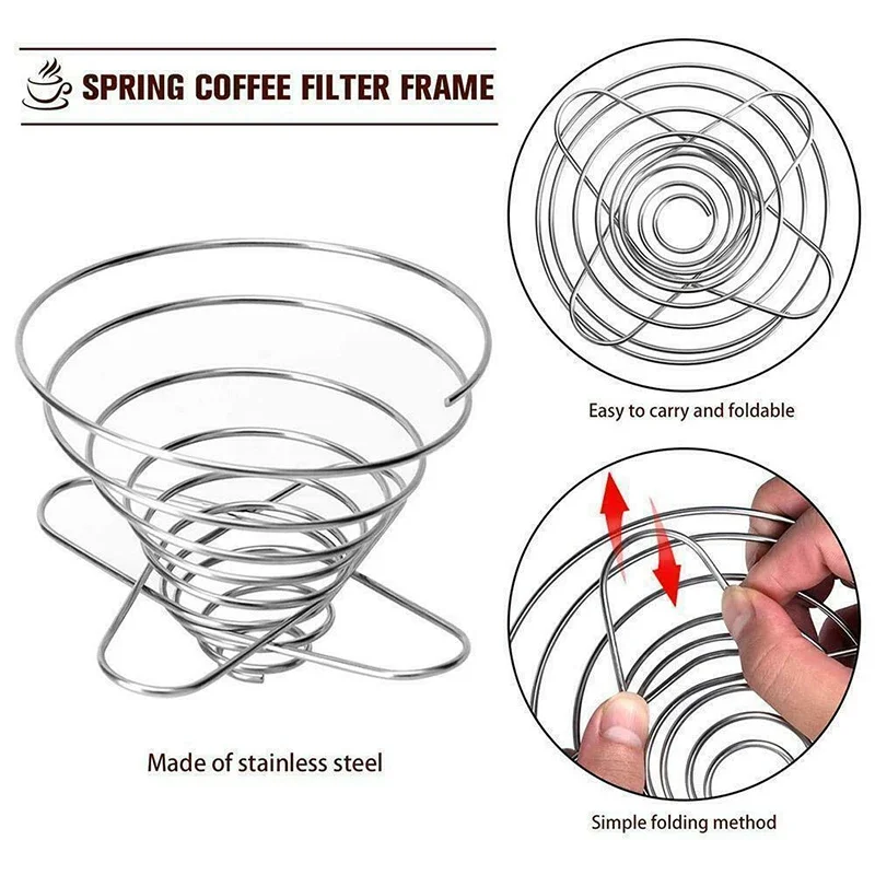 Folding Outdoor Coffee Filter Holder Reusable Coffee Filters Dripper Coffee Baskets Camping Picnic Tableware