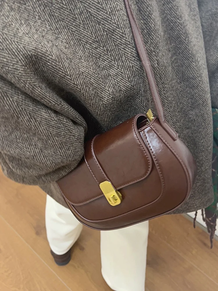 

Faionable Saddle Bag Women's oulder Bag Crossbody Bag Vintage High-End Summer 2025 New Sle Soft PU Leather Zipper Closure