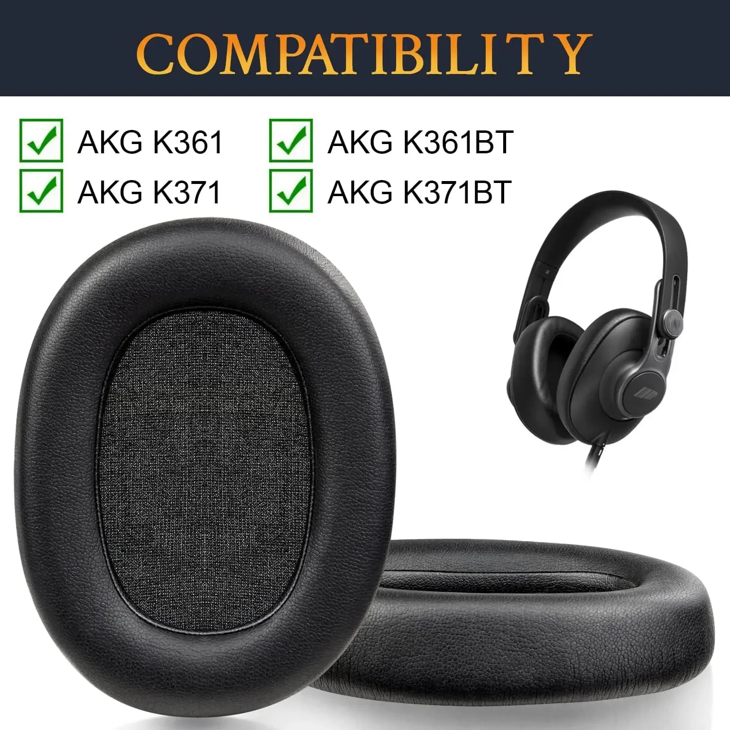 Reemplazo de almohadillas de cuero de proteína para AKG Pro Audio, cubierta de espuma viscoelástica para auriculares, K361, K361BT, K371, K371BT