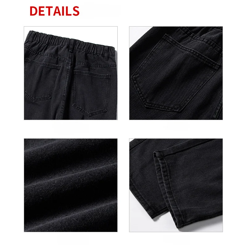 Men\'s Straight Jeans Spring Summer New Classic Style Elastic Waist Loose Drape Fashion Y2k Trousers Male Streetwear