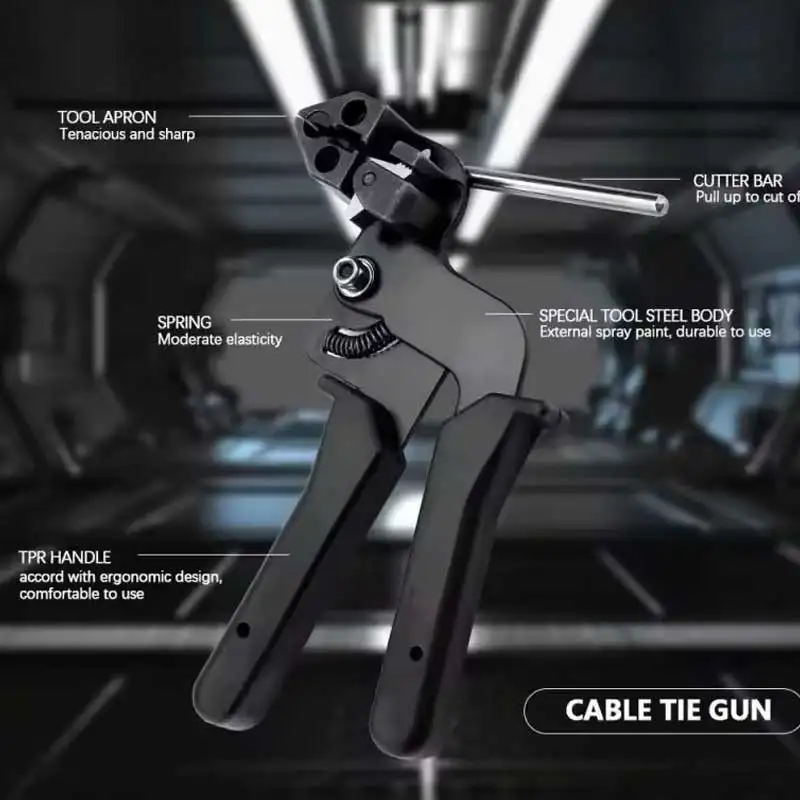 NEW Cable Tie Gun, Automatic Cutting Fastening Plier for Stainless Steel & Nylon Self‑Locking Cable Ties Wandu