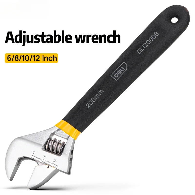 6 8 10 12 Inch Adjustable Spanner PVC Coated Handle Stainless Steel Universal Spanner Hand Tool Household Multifunctional Wrench