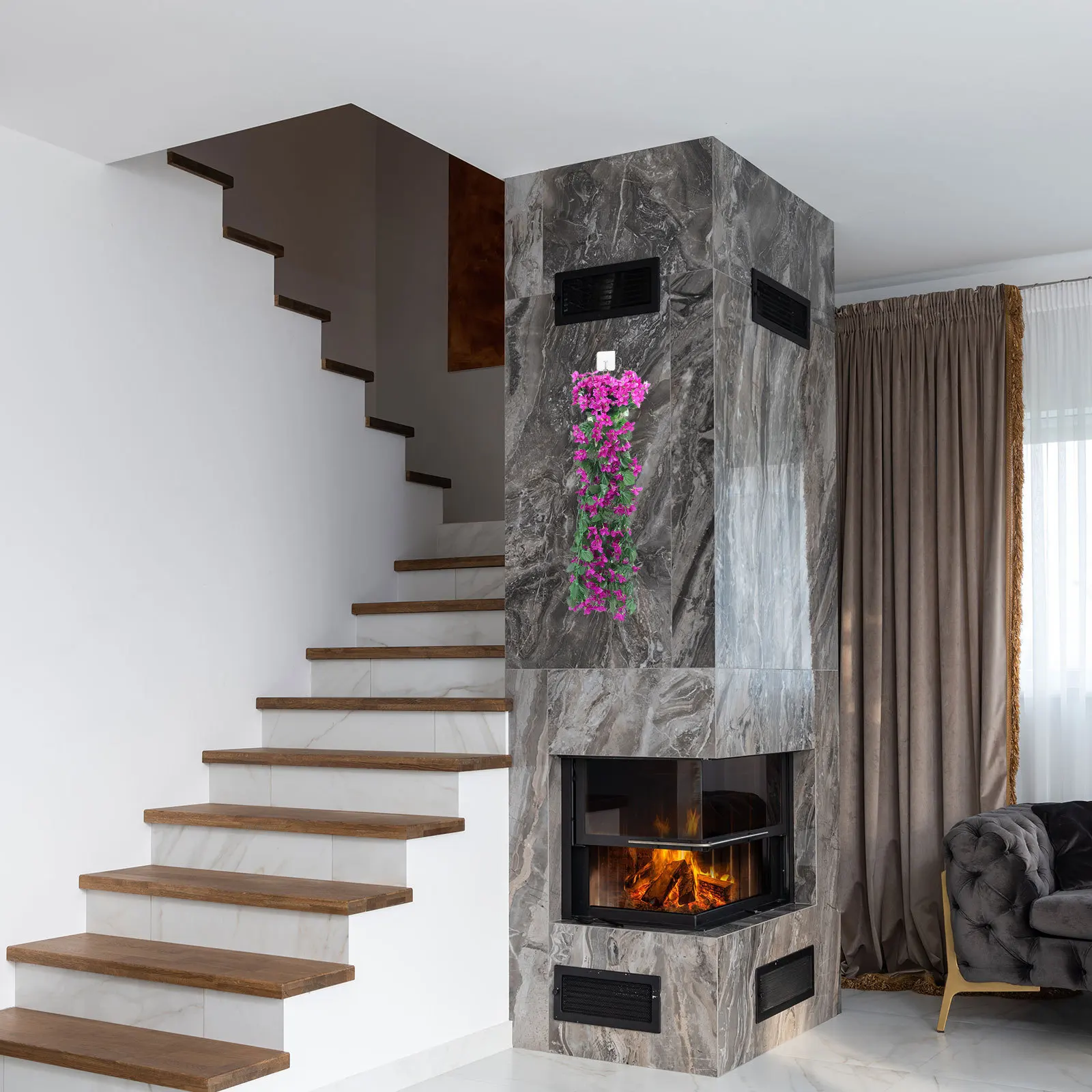 

1Set Faux Artificial Violet Flower Purple Wall Hanging Bright Decor Wedding Home Party Hanging Violet Wall Basket