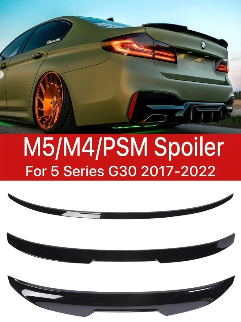 

New! M5 Carbon Fiber Rear Bumper Lip Trunk Roof Wing PSM M4 Style Spoiler Kit For BMW 5 Series G30 2017-2023 Gloss Black