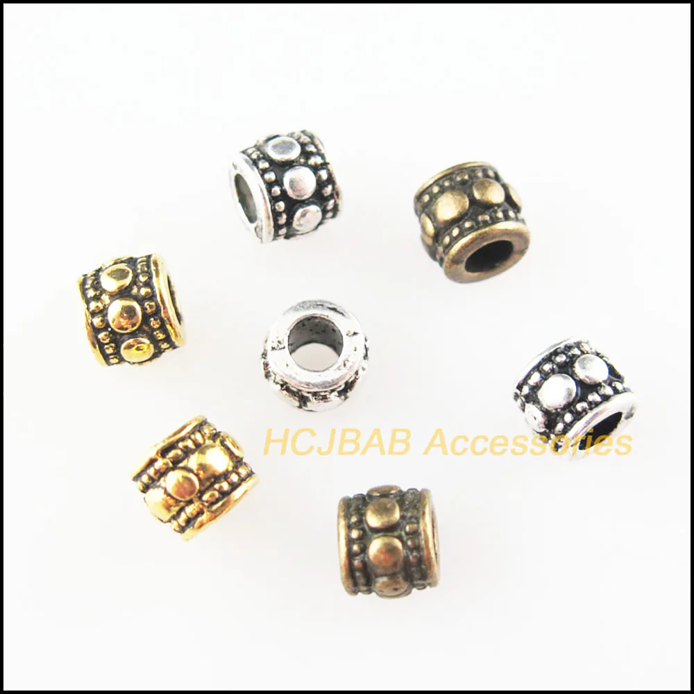 100Pcs Antiqued Bronze Gold Silver Plated Tube Spacer Beads Charms 4mm