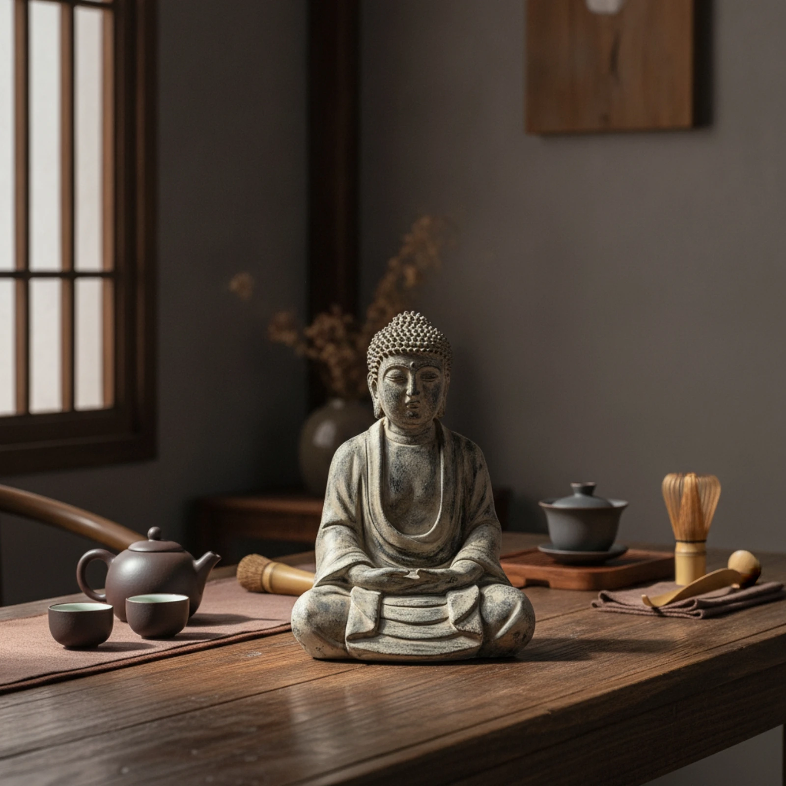 Seated Buddha Statue Zen Buddha Statue Resin Serene for Meditation Practitioners, Tea Room, Office Desk