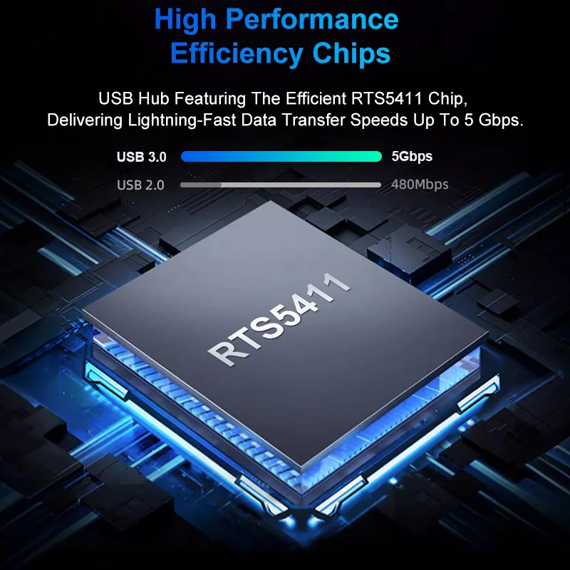 USB-разветвитель RSHTECH с 4 портами USB 3,0, 5 Гбит/с