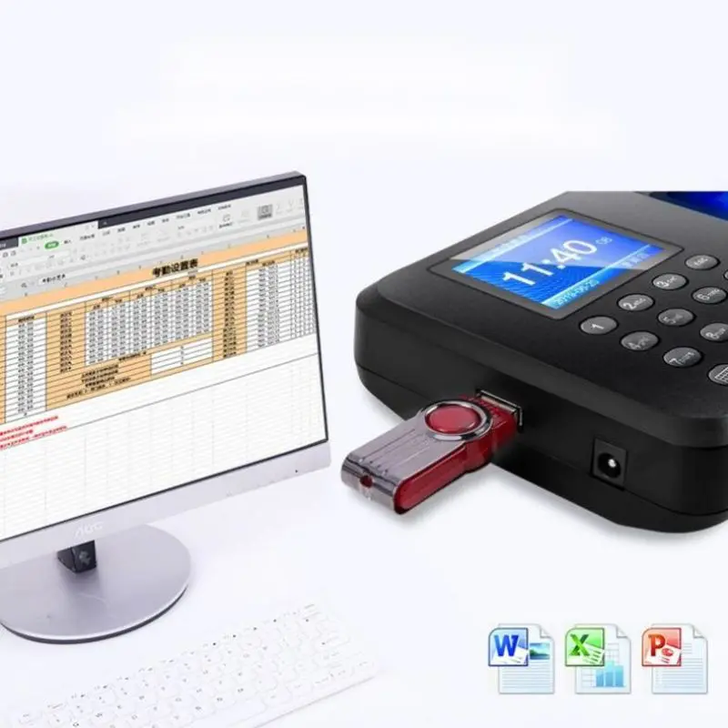 Fingerprint Machine for Employee Identification, Gravador de Relógio, Equipamento de Identificação de Empregados, USB, Download com um clique, F01