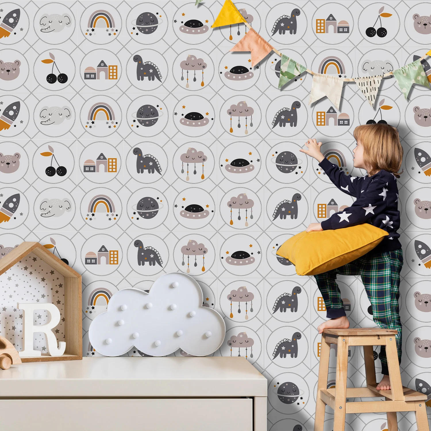 

10 Pcs Cute Cartoon Pattern Waterproof Tile Wall Stickers Kitchen Home Decor Bedroom Bathroom Wardrobe PVC Wallpaper Stickers