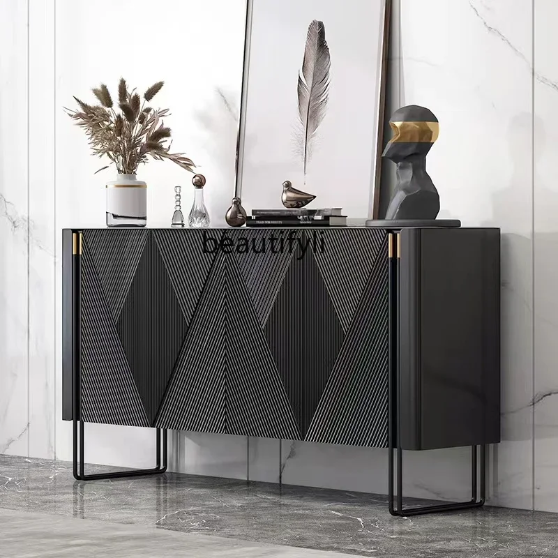 

Home entrance cabinet light luxury Italian side cabinet high-end decorative rock slab wall side cabinetG4567
