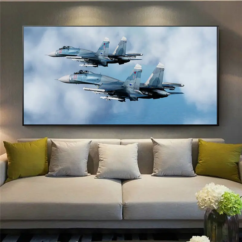 Sukhogo Aircraft Su 27sm3 Flanker Fighter Canvas Painting Posters and Prints Wall Art for Living Room Home decorative Unframed