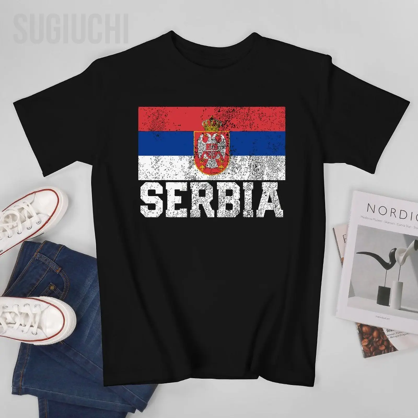 Unisex Men Serbian Serbia Flag National Pride Tshirt Tees O-neck T Shirts Women Boys 100% Cotton T-Shirt