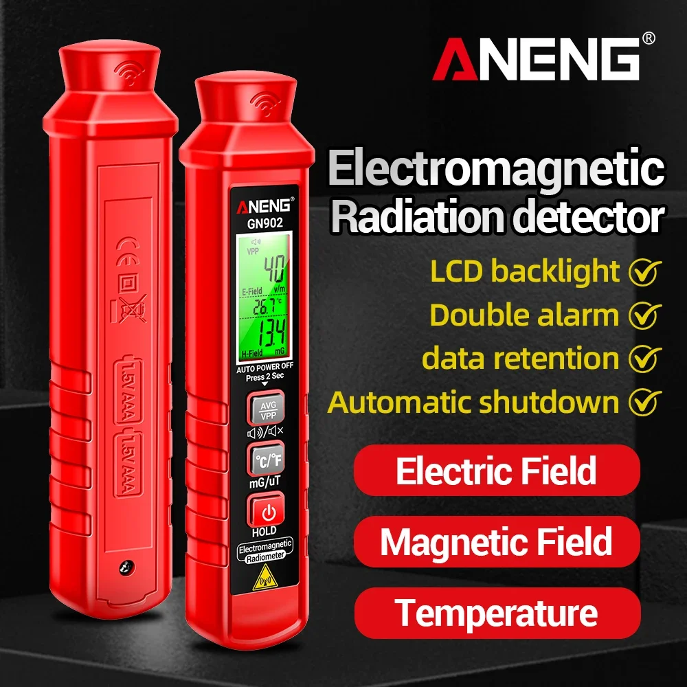 ANENG GN902 EMFメーター 5Hz-3500MHz電磁放射線検出器 電磁界テスター 音と光のアラーム 家庭用