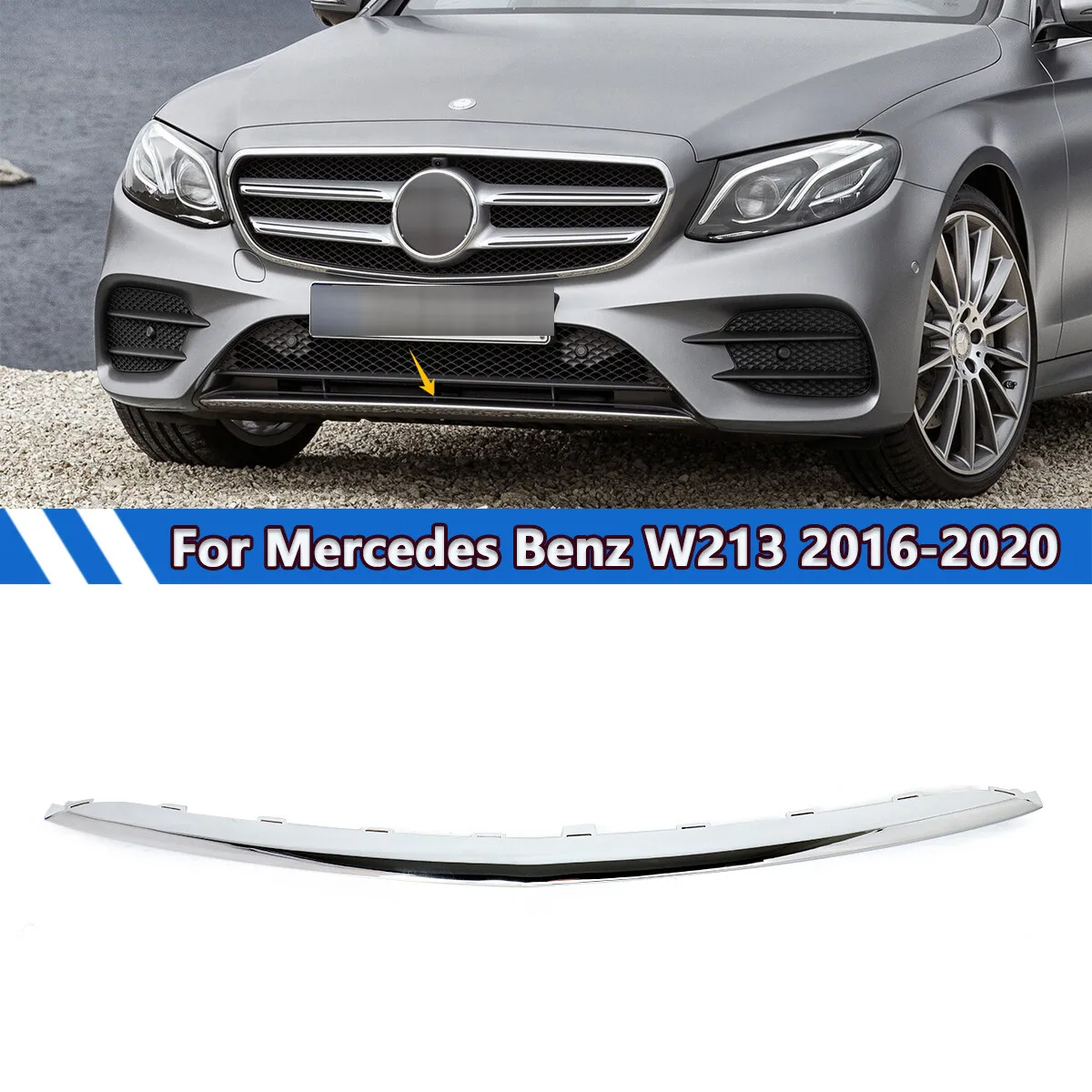 Accessori per la modanatura del paraurti anteriore, copertura cromata per Mercedes-Benz Classe E W213 E300 E350 E400 2016 2017 2018 2019 4Matic Berlina 4 porte, finitura paraurti