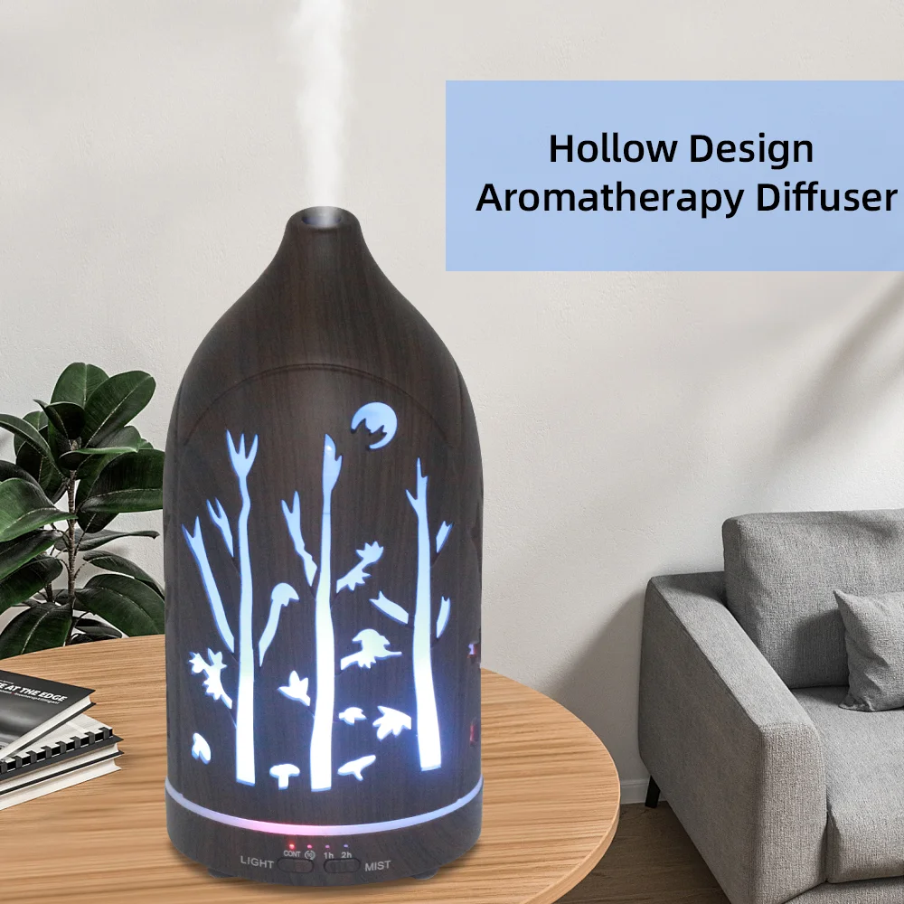 Ultrasonic Essential Oil Diffuser with Auto Shut-Off 7-Color LED Quiet Operation for Home Office Yoga & Spa