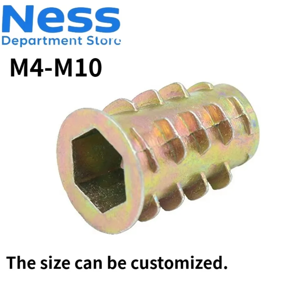 NESS Innen- und Außenzahnmuttern, Innensechskant-Trapezmuttern aus Zinklegierung, M4-M10, eingebettete Möbelverbinder