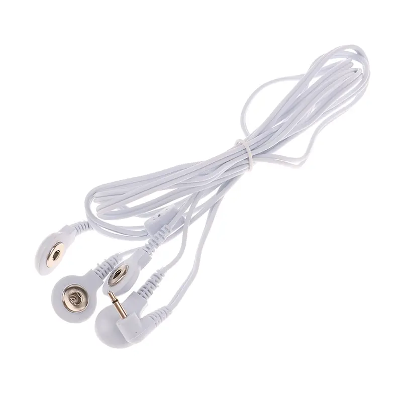 Elektroda do masażu wtyczka przewodu 3.5mm 4 /2 przyciski elektroda przewody przyłączeniowe kable połączeniowe do urządzenie do przezskórnej stymulacji nerwów TENS cyfrowego — zdjęcie 3