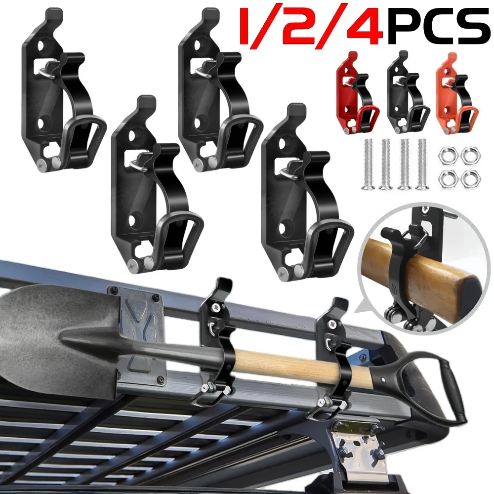 Support de fixation d'outils, porte-bagages de toit de voiture, Kit de pinces de montage sur pelle, montage mural, pinces à dégagement rapide, accessoires de voiture RV 1/2/4 pièces