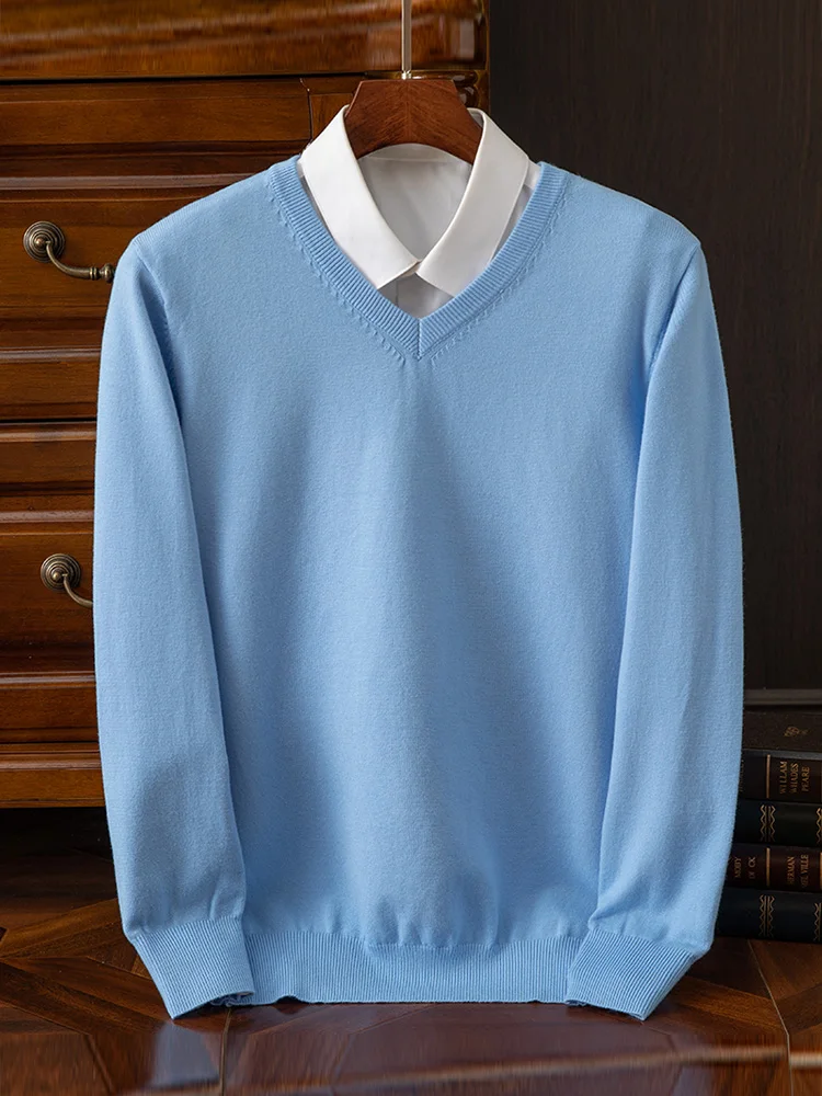 Choice Men's Long-sleeved Sweatshirts Smart Casual Business T-shirts Male Solid Color Pullover Basic Knitwear Pullover Tops