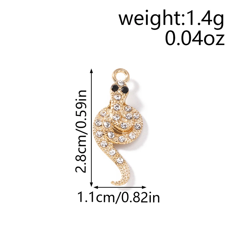 20 Stück 11x27mm Cartoon-Kristall-Legierung Tier-Schlangen-Anhänger für Schmuckherstellung, Halsketten, Ohrringe, Armbänder, DIY-Bastelarbeiten, Geschenk – Detail 1