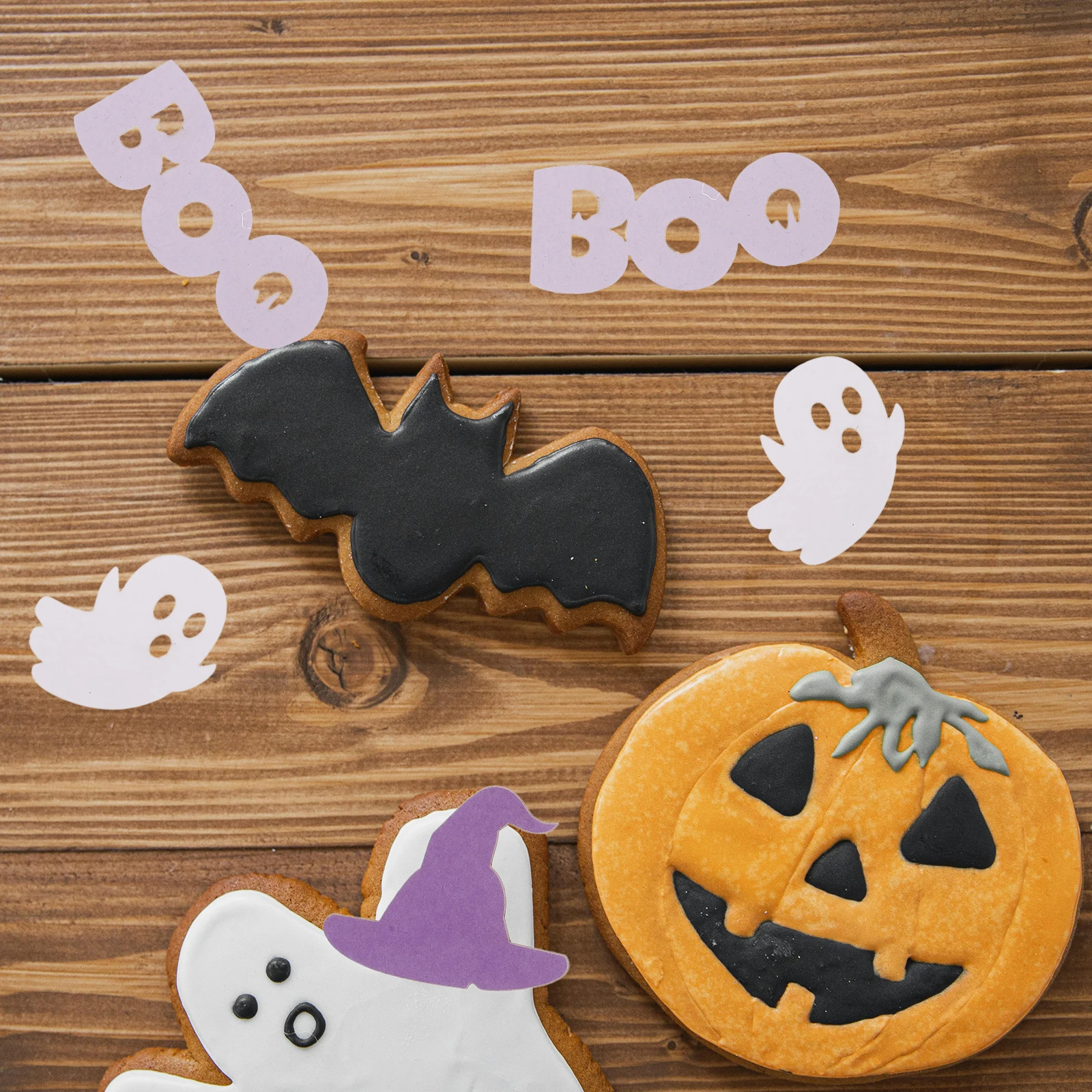 

100Pcs Halloween Throwing Confetti Ghost Witch Hat Paper Decorations Colorful Halloween Party Table Scatter Decorative Confetti