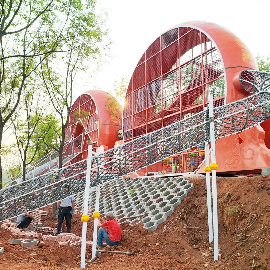 Snail Slide Amusement Park Equipment, Outdoor Kids Playground, Swing, Wooden Metal Construction, 500kg Capacity