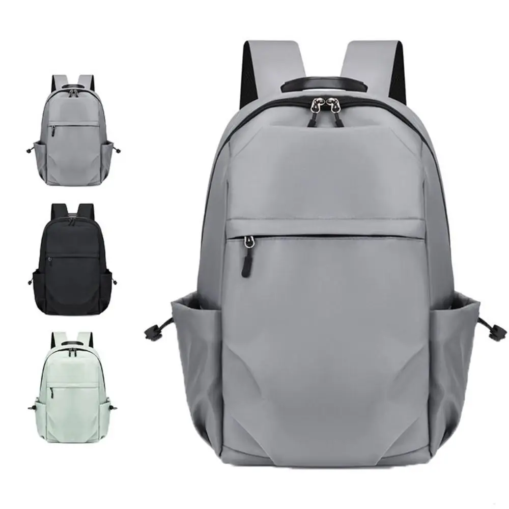 

Solid Color Men Backpack Large Capacity Laptop Bag Student School Bag Multifunctional Lightweight Oxford Cloth Backpack