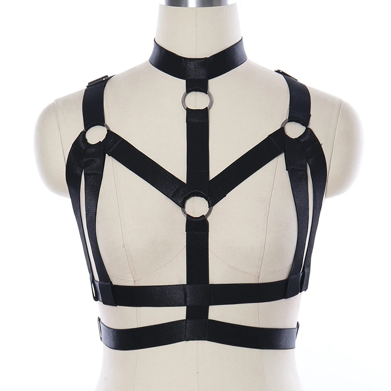 Hollow Sexy Body Harness elastico corpo gabbia reggiseno donna Fetish Bondage Pole Dance Wear Goth imbracatura regolabile reggiseno bretelle