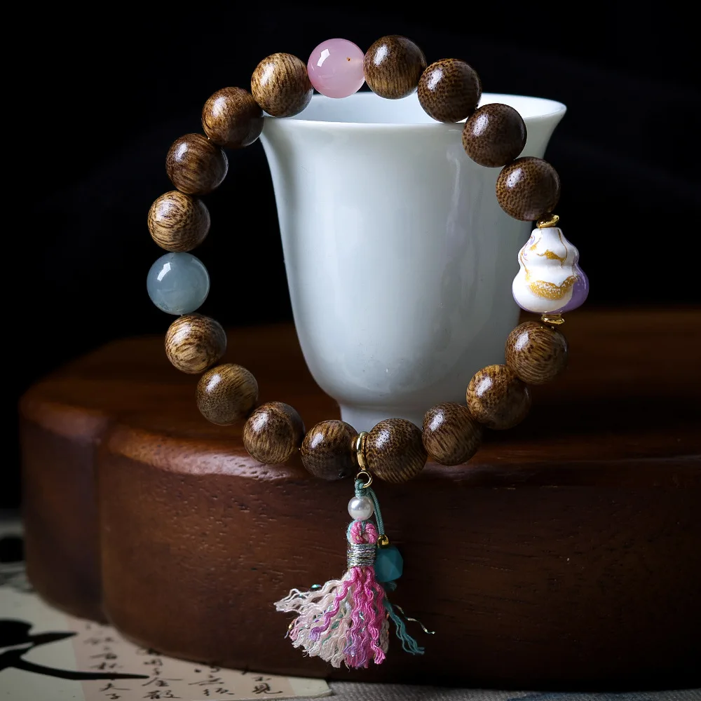 2026 Fall New Brunei Agarwood Bracelet Chinese Style Lacquered Gourd Beaded Hand String Gifts
