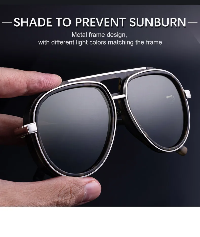 Übergroße Pilot Polarisierte Sonnenbrille Männer 2026 Luxus Marke Vintage Doppel Strahl Gläser Oval Punk Brillen Fahren Outdoor Shades – Detail 7