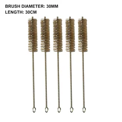 5Pcs Steel Wire Tube Brush 10-30mm Cylinder Wire Pipe Cleaning Brush Copper Wire Bristles Pipe Brush Manual Tool Parts