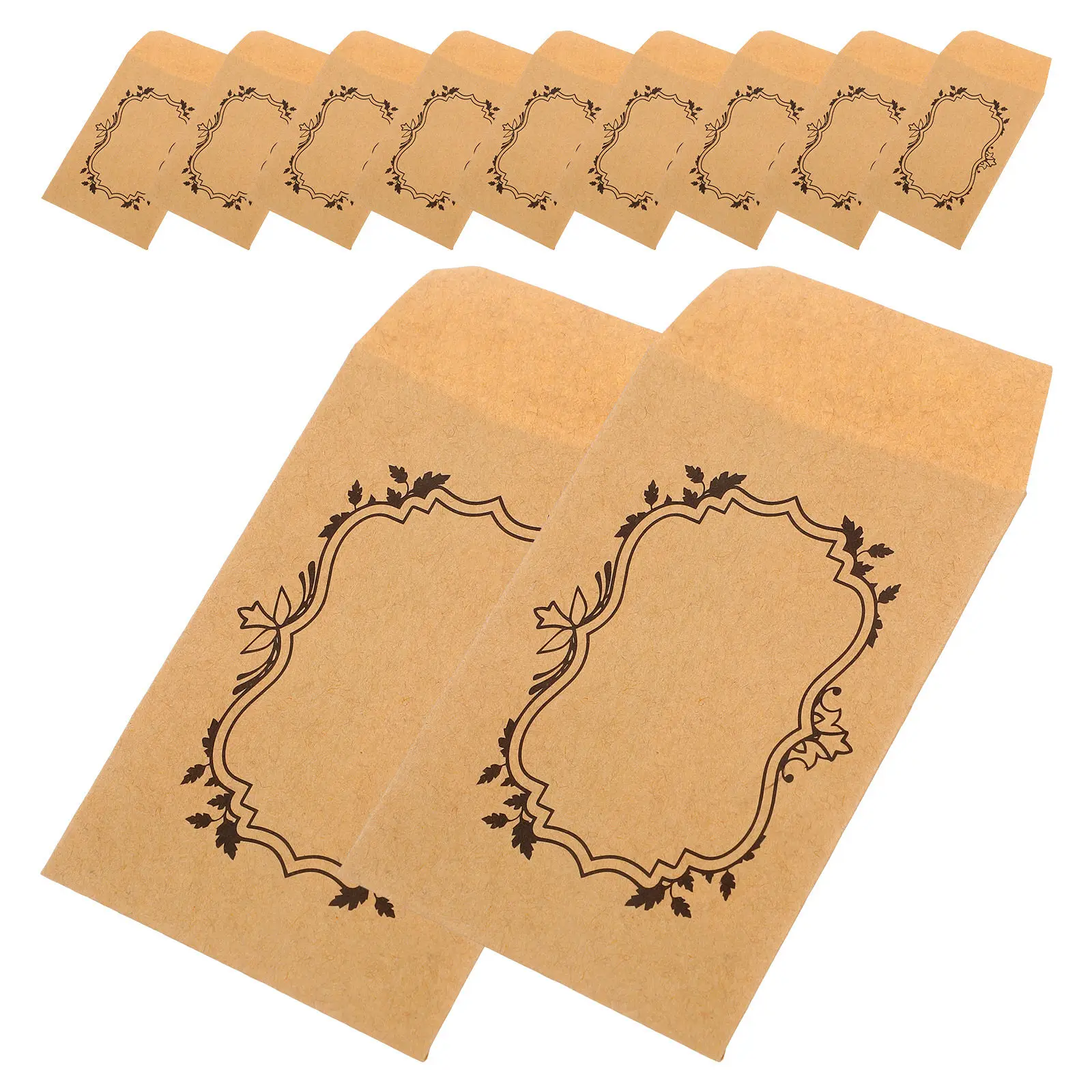 

50Pcs Compact Kraft Envelopes Moisture Activated Seal Small Envelopes for Cash Coins Budgeting Money System Mini Brown Paper