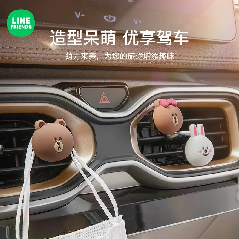 Line Friends Brown Bear Car Widget Car Accessories Hook Cartoon Cute Outlet Decoration Halloween Christmas Gifts