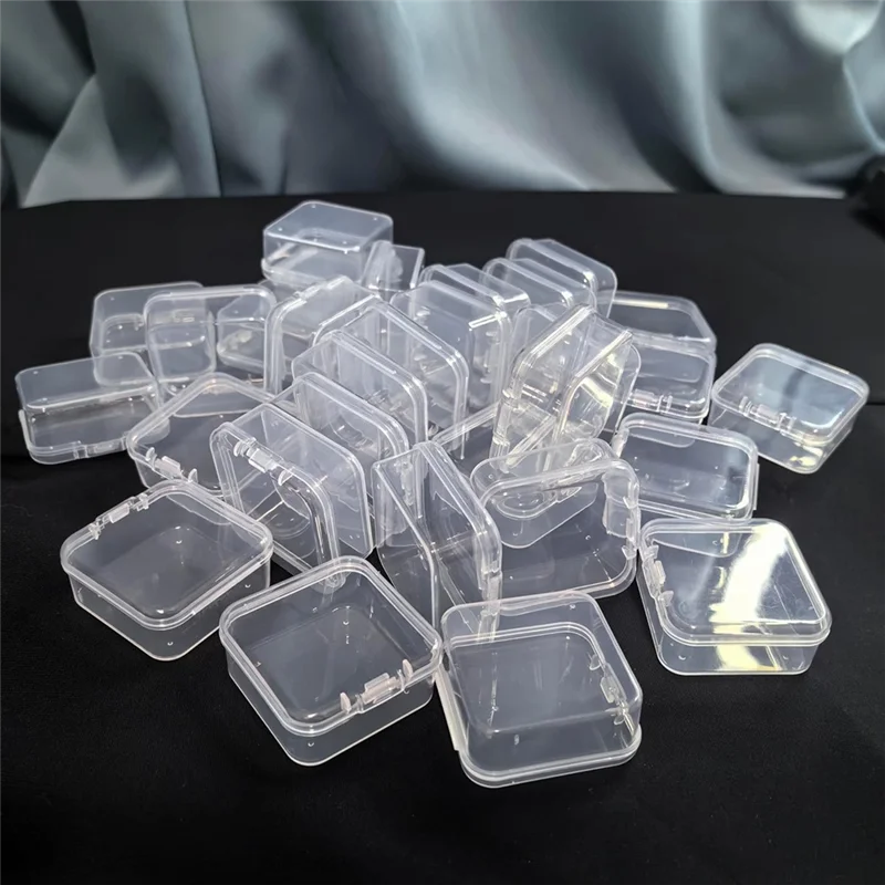 30 paquetes de contenedores de plástico pequeños transparentes, caja de almacenamiento transparente con tapa con bisagras para artículos pequeños (1,7x1,7x0,79 pulgadas)-ABXK