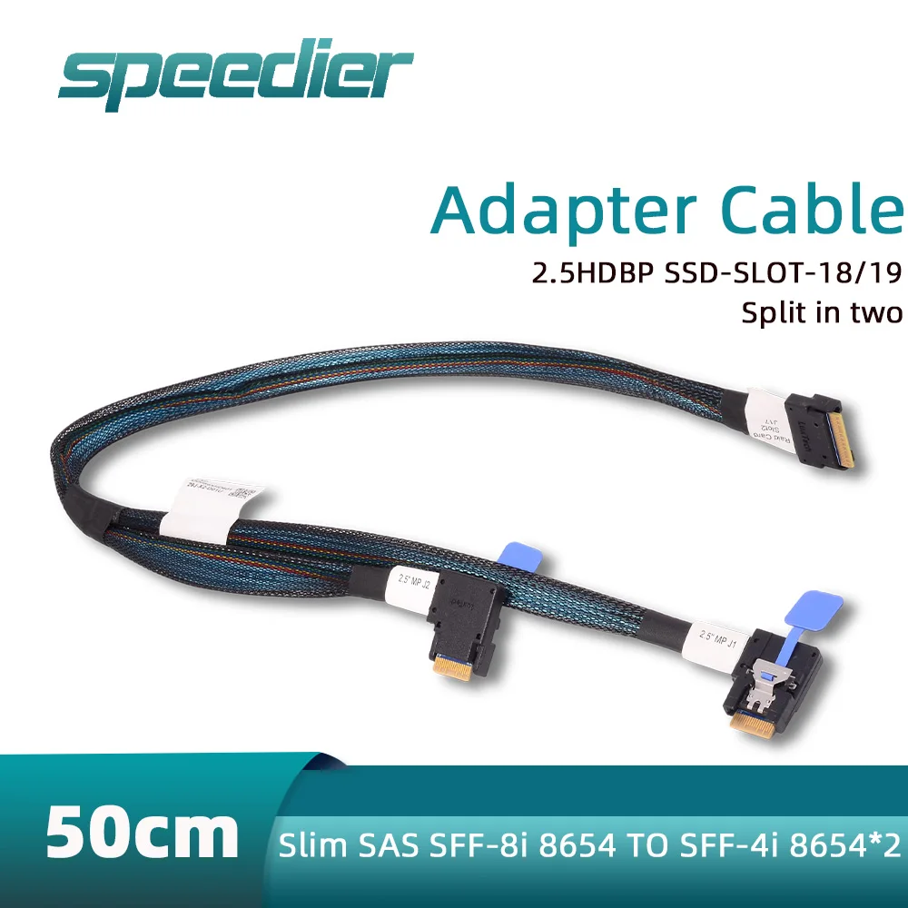 90 degrees Slim SAS SFF8654 8i 74p To Dual Elbow SFF-8654 4i 36p SAS Built-in Server Array Data Cable Split Into Two One in Two