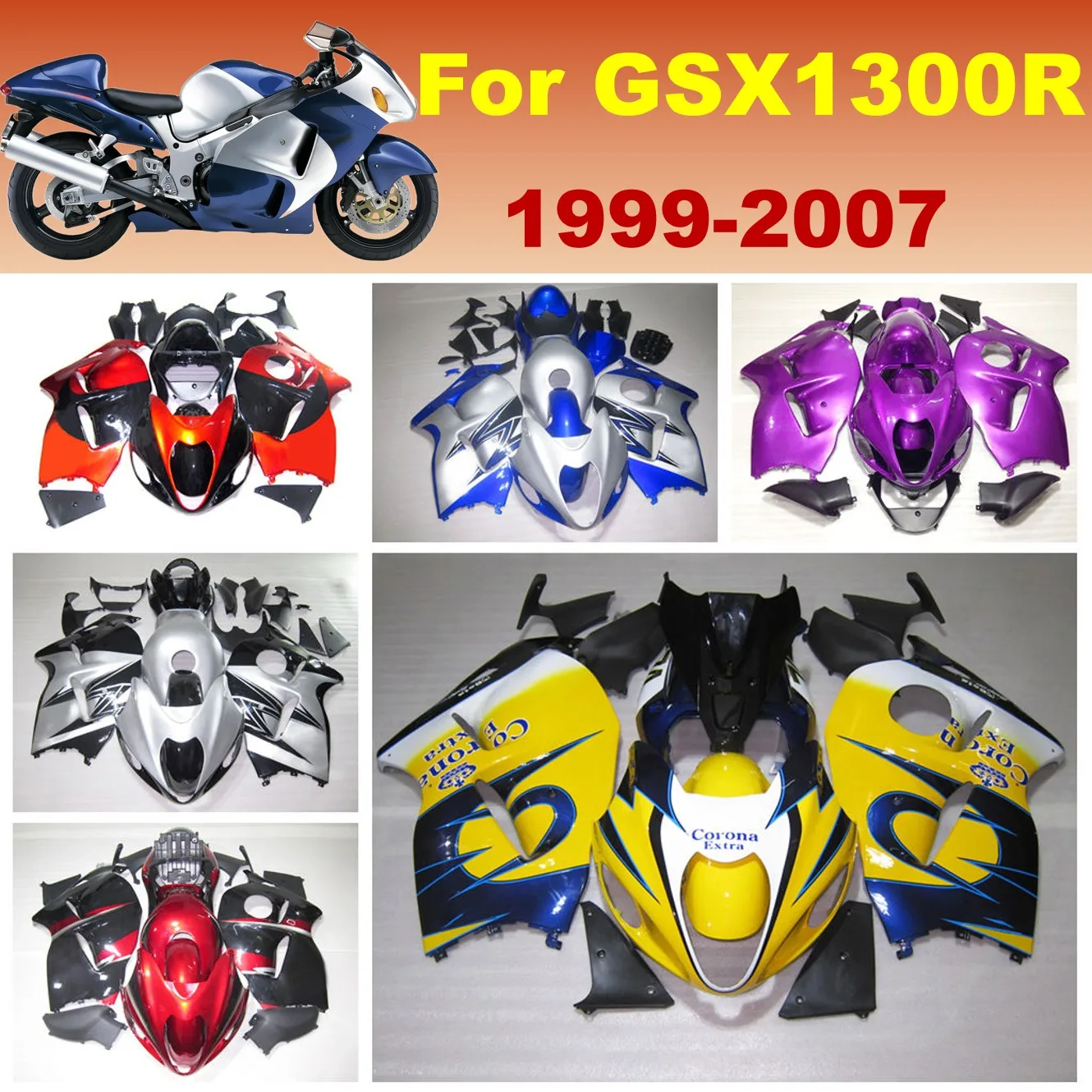 

Full Fairing Set ABS Plastic For Hayabusa GSXR1300 1999-2007 GSXR 1300 Personalized Custom Motorcycle Bodywork Kit