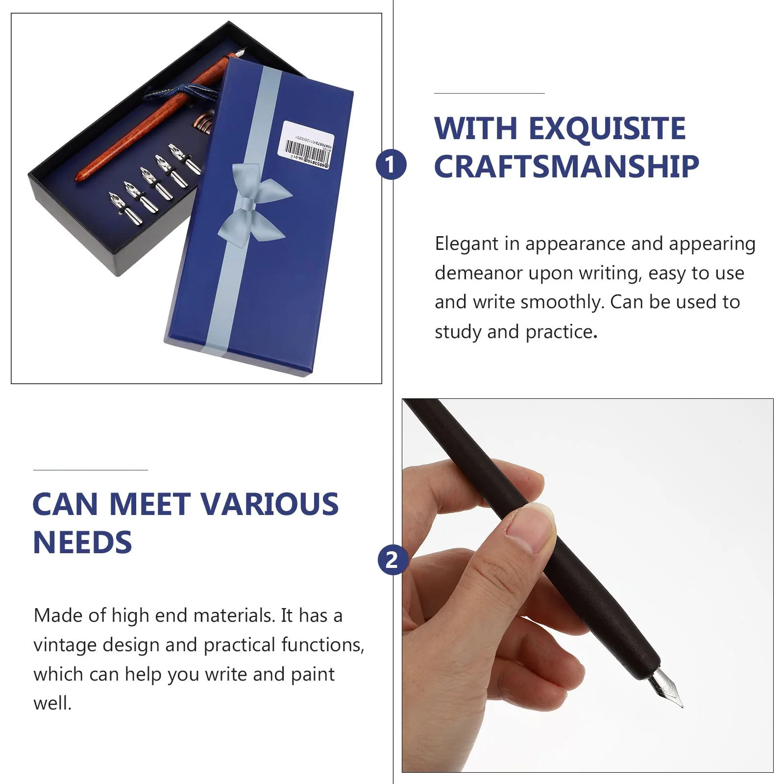 

Calligraphy Pen Retro Dip Gift Box Fountain Ink Writing Supplies Business Stainless Steel