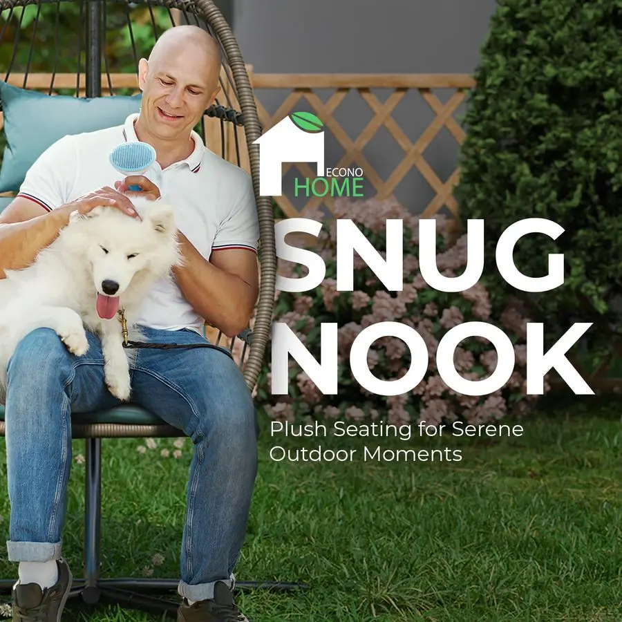 Hängender Eierstuhl mit Ständer, Schaukel-Hängesessel für drinnen und draußen, mit Plüsch, waschbaren Kissen, 350 Pfund Kapazität, ideal zum Entspannen