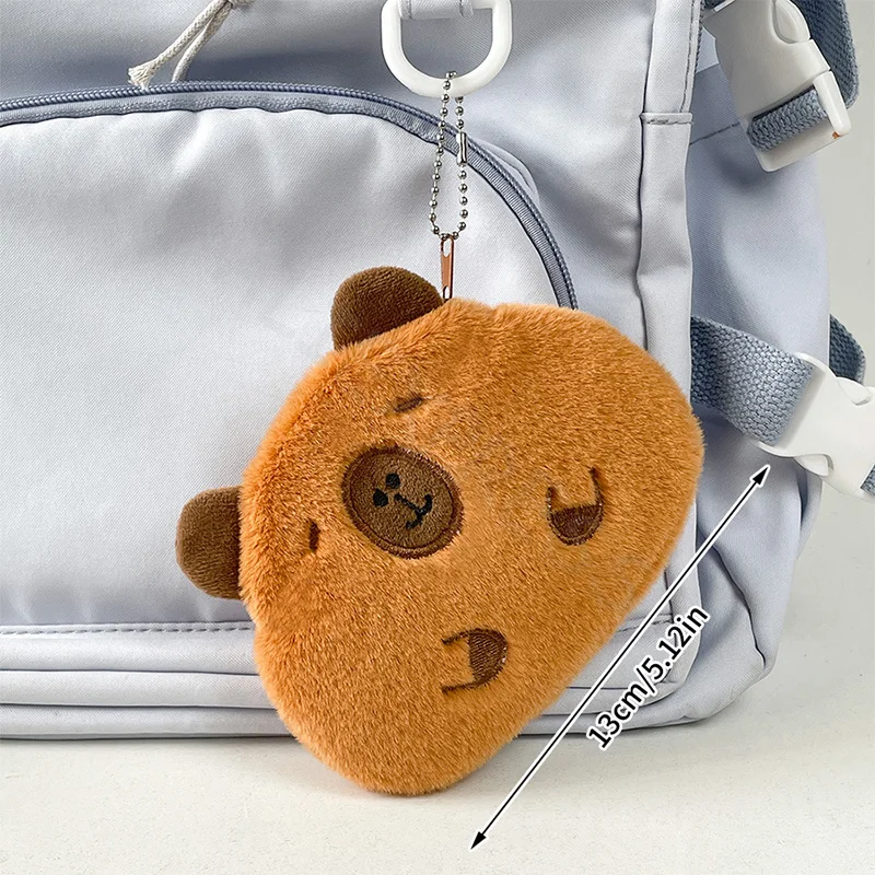 Monedero Capibara de felpa con colgante de dibujos animados, bolsa de almacenamiento para auriculares, llavero, lápiz labial portátil, estuche para llaves