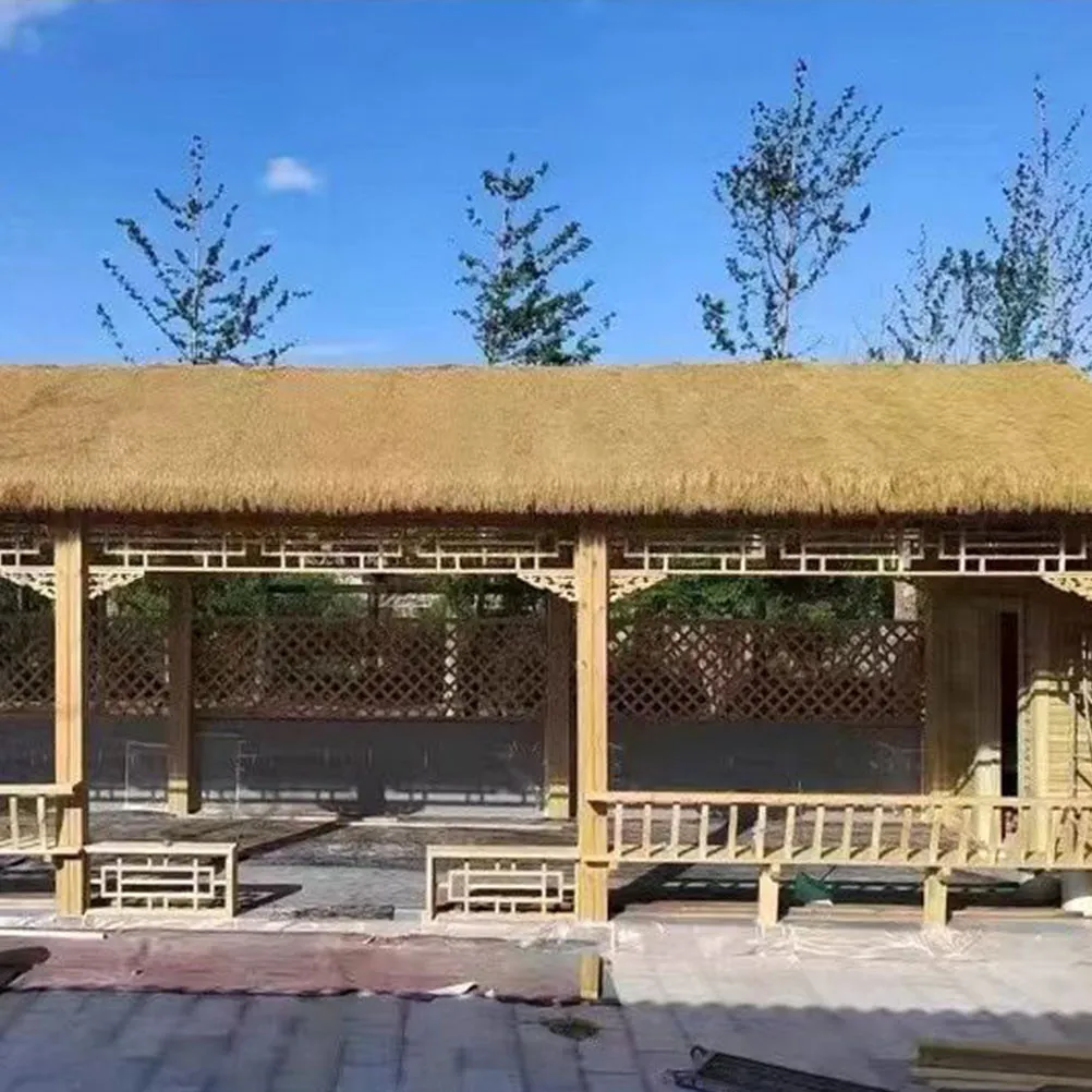 

2Pcs Artificial Straw Roof Decor for Garden Patio Balcony Restaurant Landscaping Lifelike Pe Thatch Roll Easy Install Uv