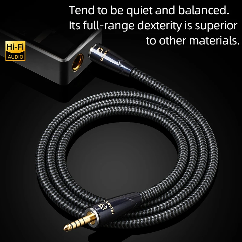Hi-end HiFi 4.4mm Aux Audio Cable for Amplifier Phone with Double Shielding 4.4mm Balanced Jack Audio Adapter Cable