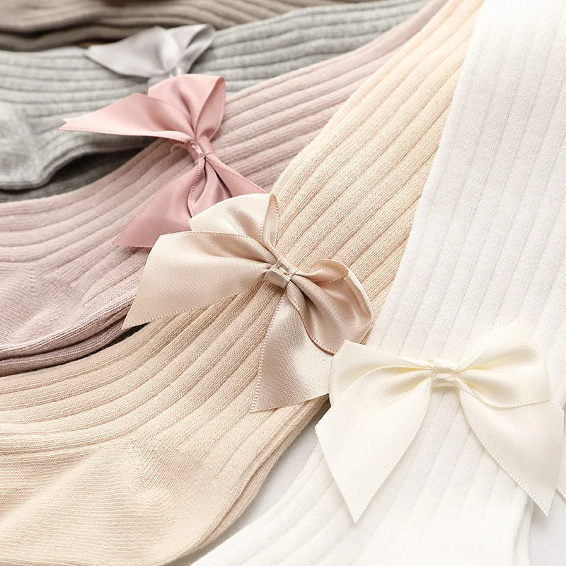 Toddler Girl 0-12Y Cotton Bow Tights Stockings for Girls Ribbed Knit Soft Breathable Elastic Waist Casual Dance Daily Wear Socks - Image 5