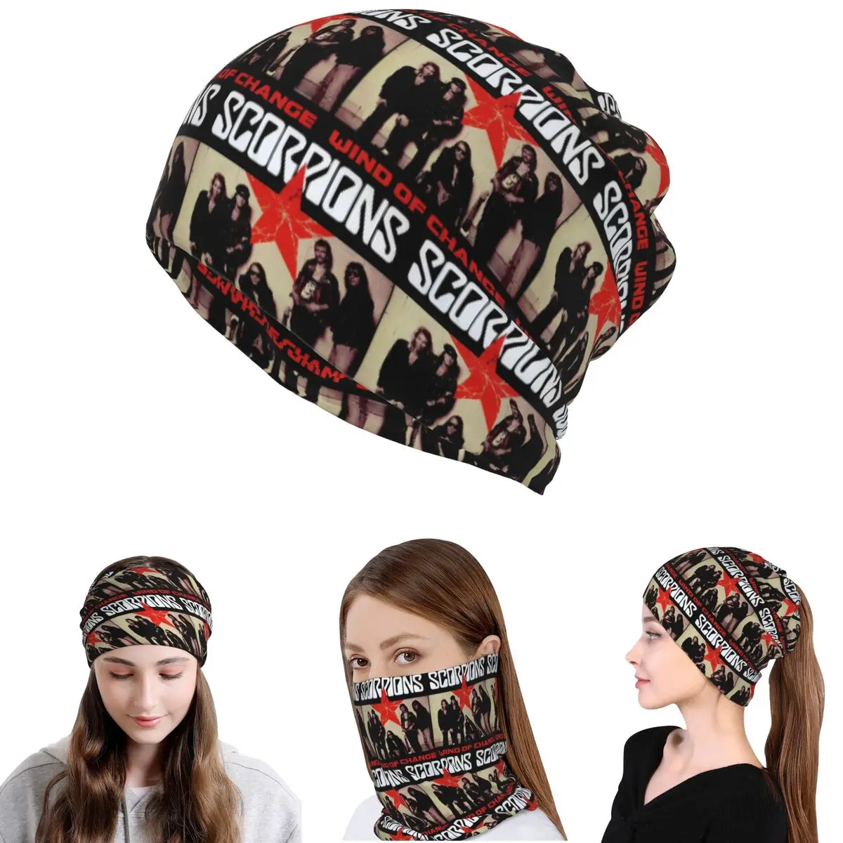 Scorpions Band Rock Bandana Neck Cover Wrap Scarf Warm Cycling Scarf Beanies Hat for Men Women Adult All Season
