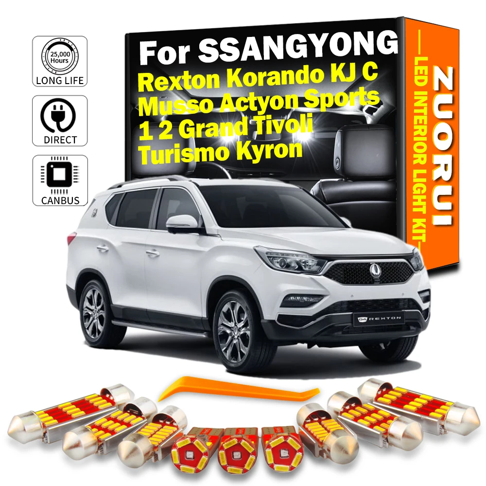 Canbus LED Interior Light Kit For SSANGYONG Rexton Korando KJ C Musso Actyon Sports 1 2 Grand Tivoli Turismo Kyron Car Led Bulbs