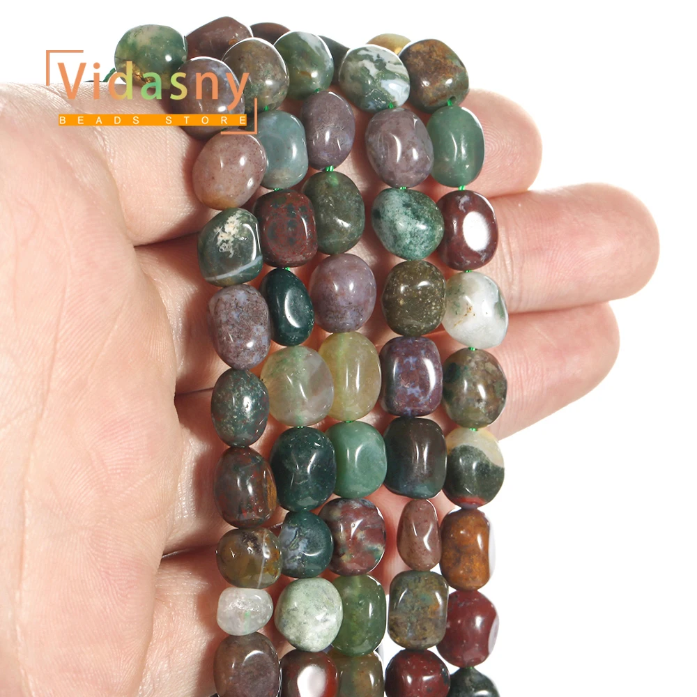 8-10mm Natürlicher Indischer Achat Stein Unregelmäßige Ovale Lose Perlen für Schmuckherstellung DIY Armbänder Zubehör – Detail 5