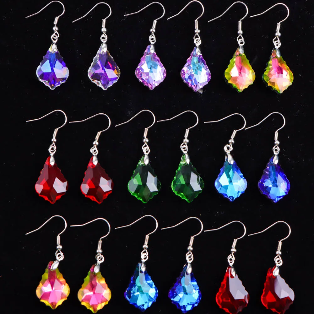 أقراط ملونة من حجر الراين للنساء ، قطرة ماء ، قلادة من أوراق القيقب ، إكسسوارات مجوهرات ، هدايا حفلات ، أزياء أنيقة ، 10 أزواج لكل لوط #2