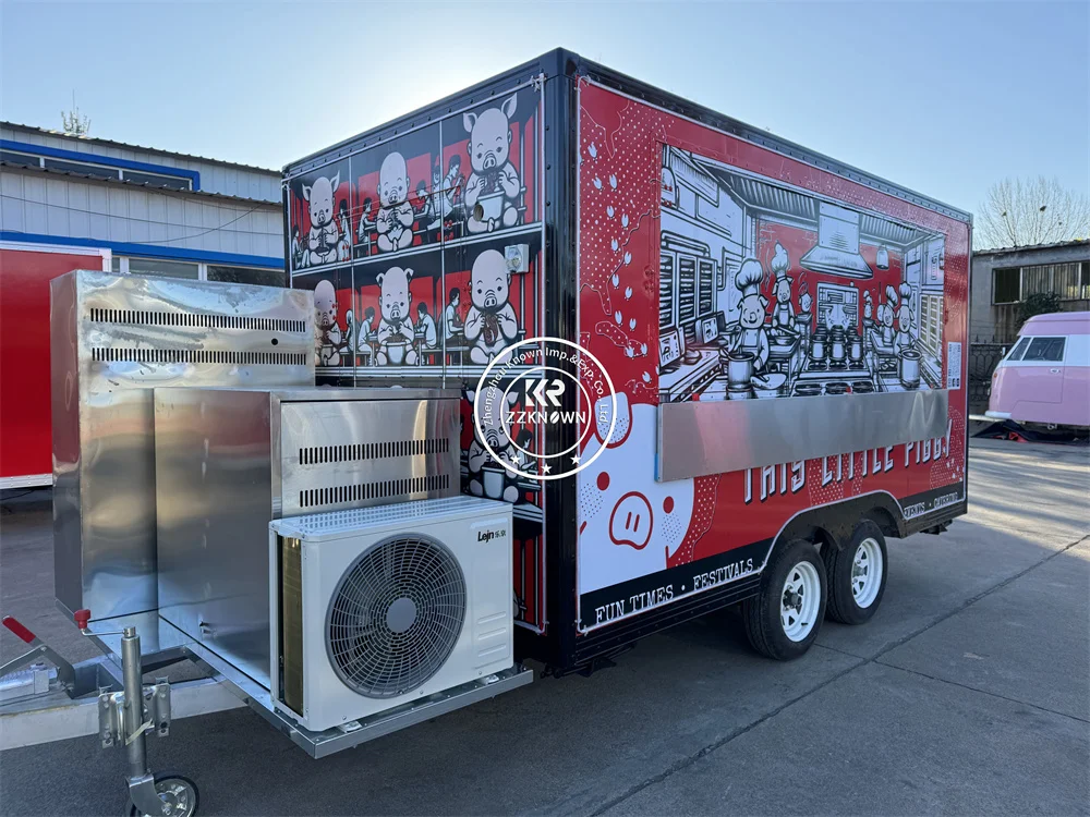 モバイルケータリングトレーラー、ファーストフードトラック、モバイルキッチン、完全装備のホットドッグカート、アイスクリームキオスク、ストリートコーヒーショップ