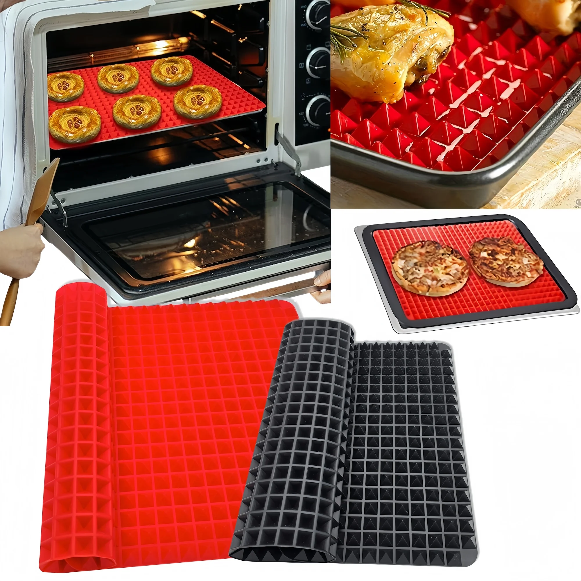Silicone Large Size Non-Stick Pyramid Cooking Mat for Baking, Microwave Oven, and Pastry - Easy Cleanup and Durable