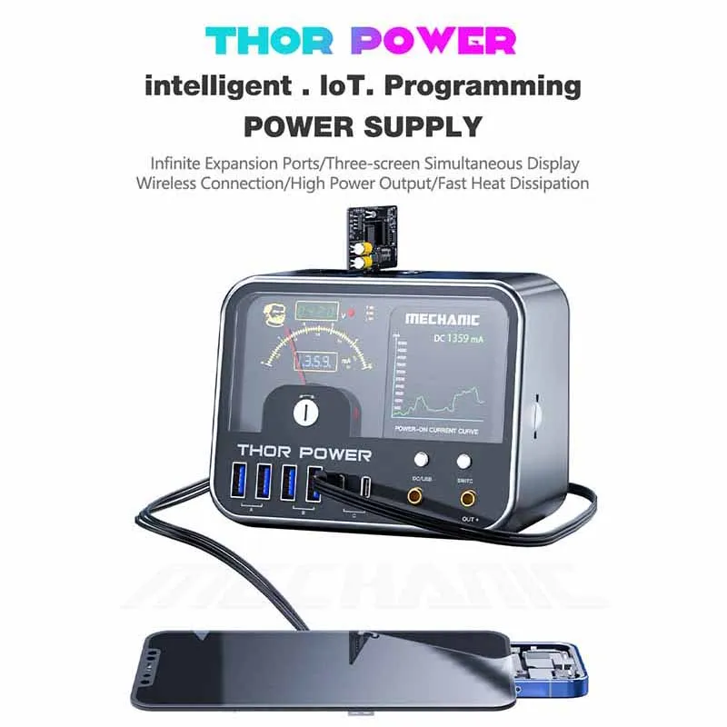 Thor Power MECHANIC Interfaz Inteligente IoT fuente de alimentación estabilizada, reparación de detección de cortocircuito móvil