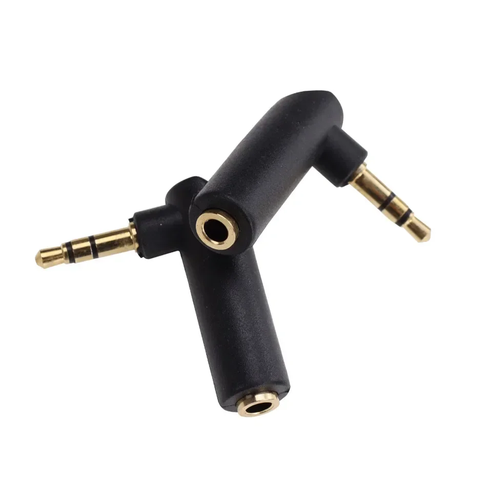 100pcs Gold-plated 90 Degree Right Angle Connector 3.5 Jack Female to 3.5mm 3Pole Male Audio Stereo Plug L Shape Adapter